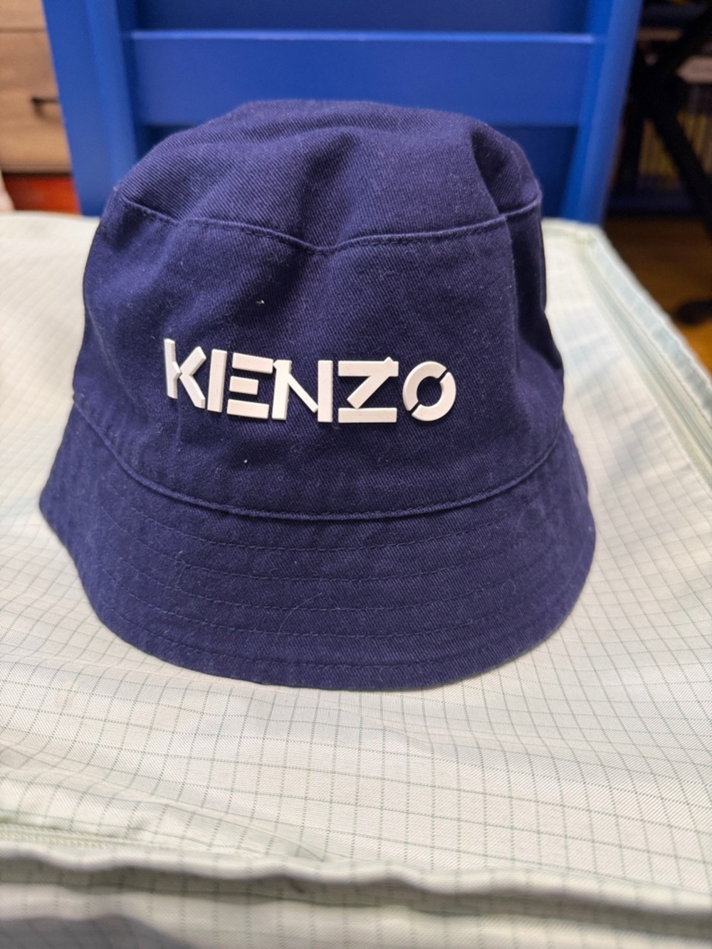 Kenzo Kids Navy Blue Bucket Hat with White Logo